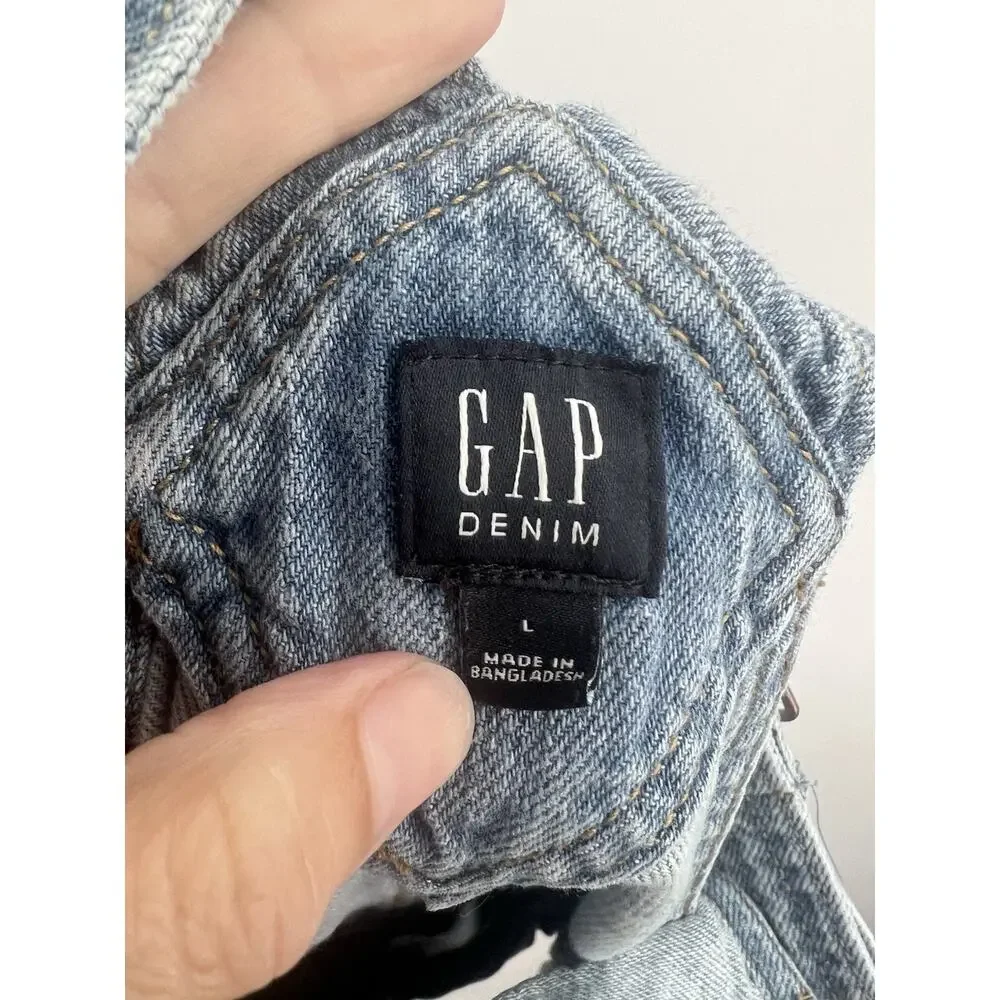 Gap Denim Girls Shortall Overalls Large Light Wash Cuffed